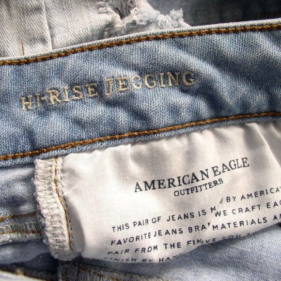 AE - Hi Rise Distressed Jeggings Two Tone Denim - Picture 9 of 10